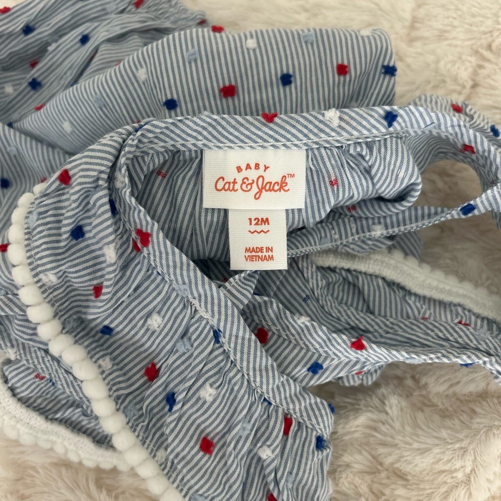 Patriotic Baby Romper bubble with Red and Blue Dots - Picture 3 of 3